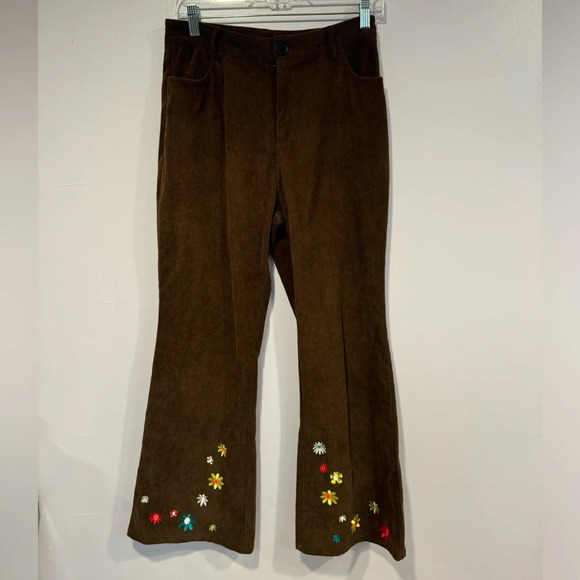 Cider Pants - Brown corduroy Cider embroidered pants